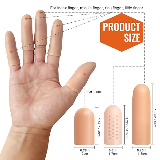 30 Pcs Gel Finger Protectors, Toe Caps Silicone Fingertips Protection, Reusable Waterproof Fingers Tip Covers, Elastic Finger Toe Guards for Daily Protection