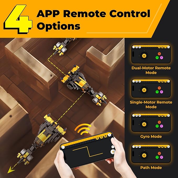 Robot R 4-in-1 Robot Building Kit, APP Remote Control STEM Coding Toys, Educational Gifts for Boys Girls Kids Ages 6-12, 4 Control Modes (300 Pieces)