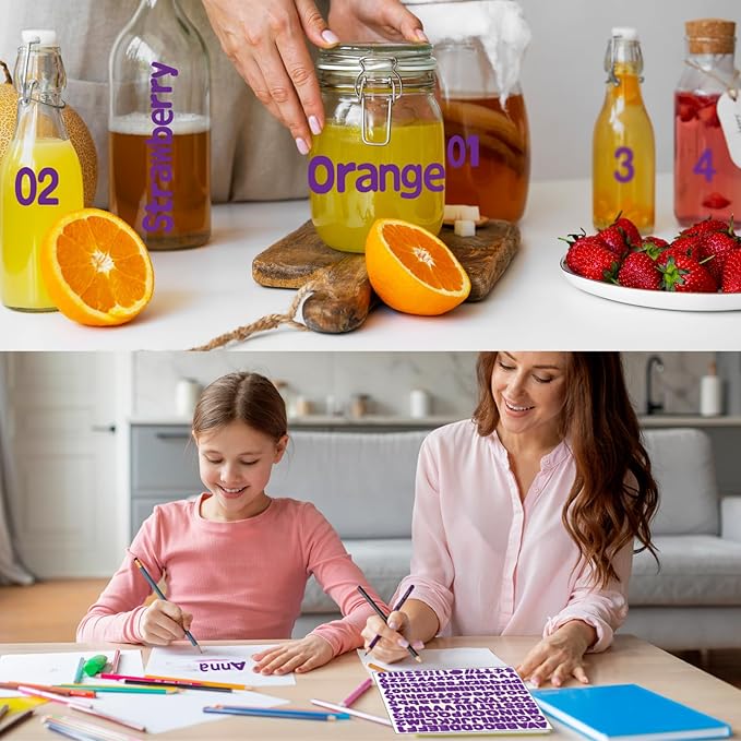 Alphabet Stickers, 1'' Inch, 12 Sheets, Deep Purple Letter Stickers, Self-Adhesive Vinyl, Mailbox Numbers, Classroom & Home Decor