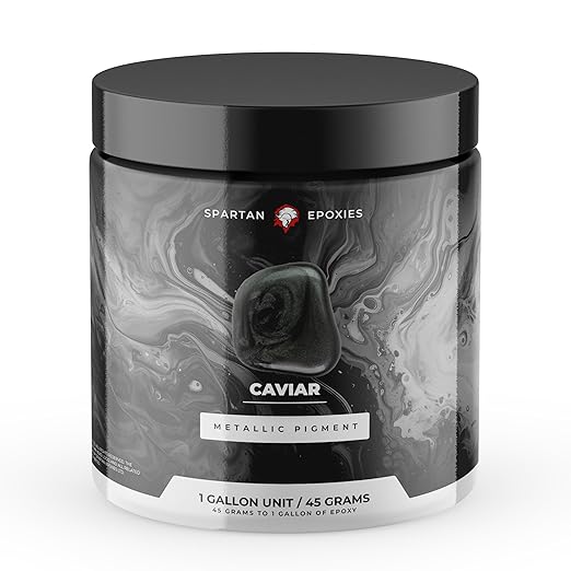 Spartan Epoxies Metallic Pigment Powder for Epoxy - 30 Unique Colors, 4oz for 1 Gallon and 12oz for 3 Gallons of Clear Epoxy, Made in The USA (Caviar, 4oz (45 Grams))