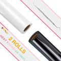HTVRONT Heat Transfer Vinyl Rolls - 2 Pack 12" x 8ft Black and White HTV Vinyl for Shirts, Iron on Vinyl for All Cutting Machine - Easy to Cut & Weed for Heat Transfer Design (Black and White)