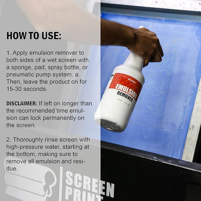 Ecotex® Screen Printing Emulsion Remover (Quart - 32oz.) - Diazo Photo Emulsion Cleaner for Silk Screens and Stencil Remover - Screen Print Direct®