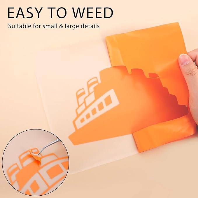 RENLITONG Orange Iron on Vinyl 12Inch by 50ft Roll HTV Heat Transfer Vinyl for T-Shirt HTV Rolls for All Cutter Machine - Easy to Cut & Weed for Heat Transfer Design