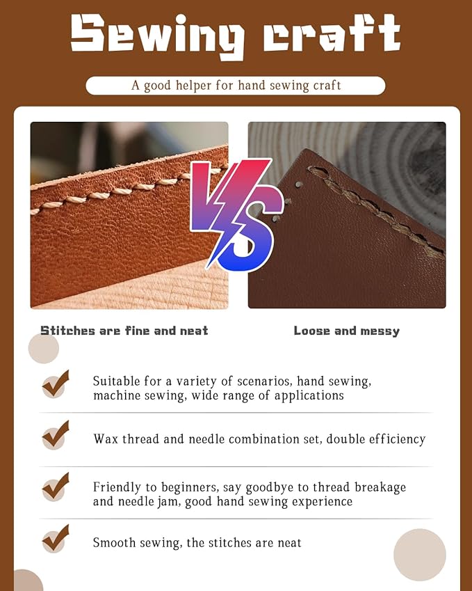 218 Yards Upholstery Thread, Heavy Duty Waxed Thread for Hand Sewing, Sewing Kit with 9 Upholstery Needles for Hand Stitching Bookbinding Repair Canvas