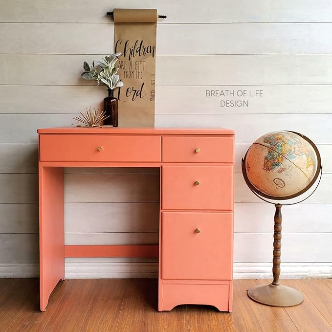 Dixie Belle Paint Company Chalk Finish Furniture Paint - Flamingo (4oz) - Matte Bright Coral Chic Chalk Mineral DIY Furniture Paint