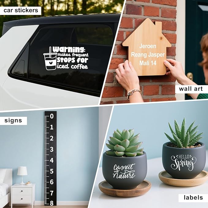 TECKWRAP Smart Permanent Vinyl, (13in x 14ft) - Adhesive Craft Vinyl - Matless Cutting & Easy to Apply for DIY Decal Projects with Maker 3 / Explore 3 Machines, Matte White