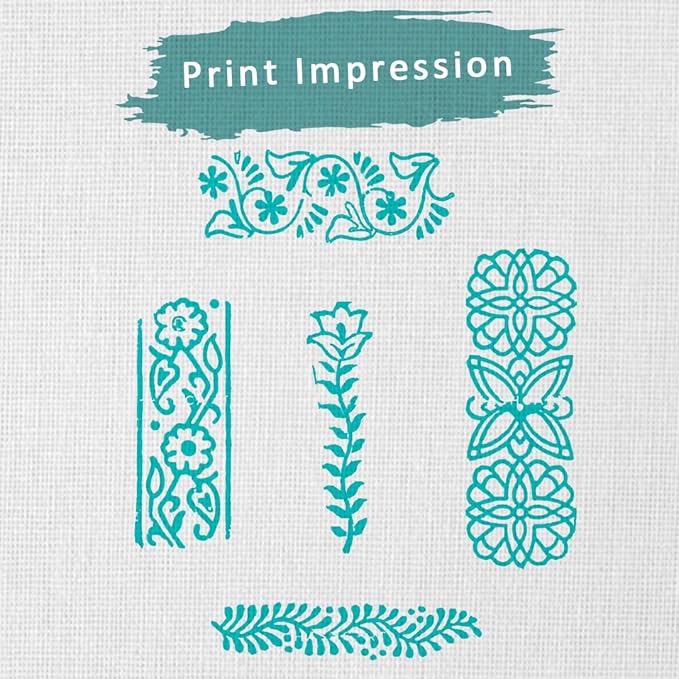 Wooden Stamps for Block Printing | Set of 5 | Border Shaped Wooden Finger Stamps, Tattoo Handcarved Indian Textile Printing Blocks for Henna Mehndi Clay Pottery Hashcart®