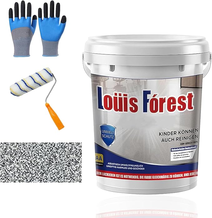 Louis Forest Epoxy Floor Paint, High-Gloss Marble Effect Coating, Epoxy Colored Sand Floor Paint, Wear-Resistant and Non-Slip for Indoor Outdoor (1KG-Sea gray)