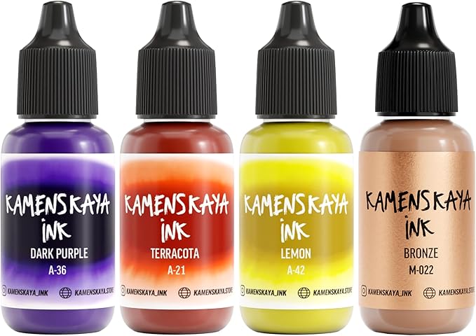 Alcohol Ink Set #6: Matched Color Combination of Alcohol Inks, 4 pcs. 0.51 fl oz (15 ml) Each