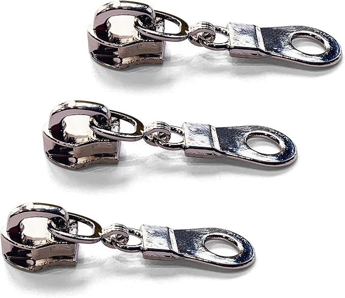 Sawoake 50PCS #5 Silver Metal Handle for Nylon Coil Handle Charm for Purse Handbag Craft Sewing Luggage Bag Bulk