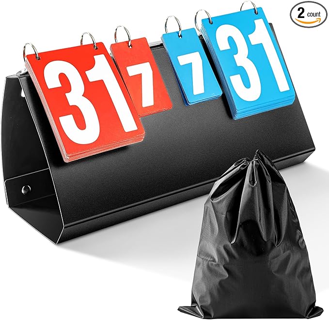 Yeaqee Portable Score Keeper with Storage Bag Flip Basketball Scoreboard Tabletop Scoreboard Flipper for Indoor Outdoor Sports Match P. E Classroom Activities Game
