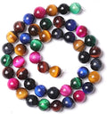 180pcs 4mm AAA Natural Colorful Tiger Eye Stone Beads Gemstone Round Spacer Loose Beads for Jewelry Making DIY Bracelet Necklace 32" 2 Strands
