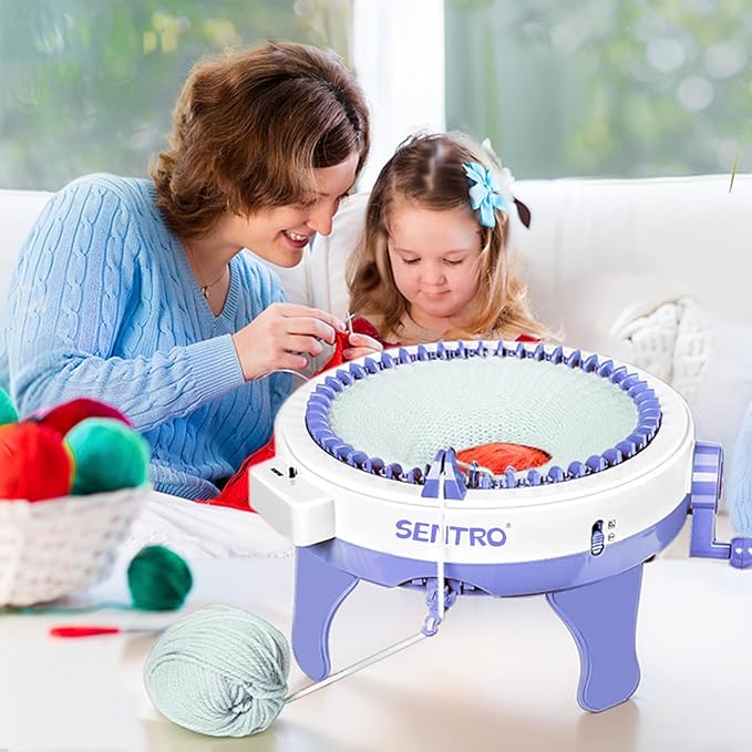 BZVV Knitting Machine for SENTRO 48 Needles Smart Knitting Crochet Machine with Row Counter for Adults and Beginners, Knitting Board Rotating Double Loom, Weaving Loom Machine Kit New Year Gifts
