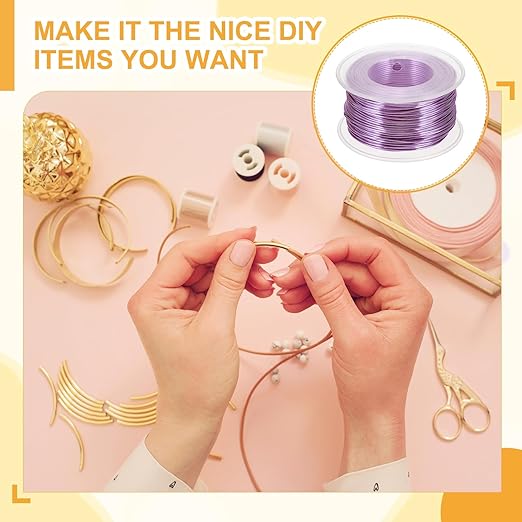 uxcell 18 Gauge / 1mm Anodized Aluminum Wire for Jewelry Craft Making, 102 Feet Bendable Flexible Wire for DIY Home Decor Gardening Sculpture, Light Purple