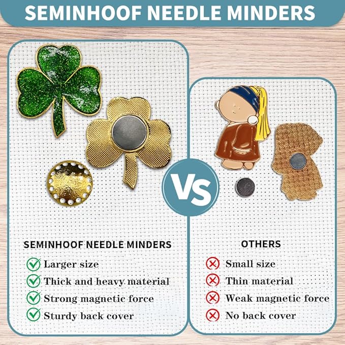Magnetic Needle Minder Magnet Embroidery Accessories and Supplies Embroidery Needle Holder Cross Stitch Holder Needlework Supplies (Cardinal) (Shamrock)