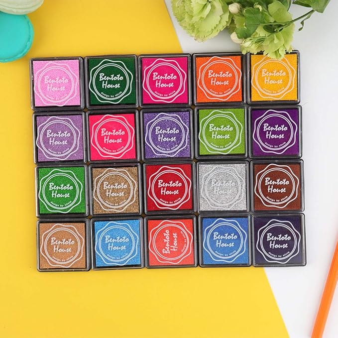 Dizdkizd Finger Craft Ink Pads, 20 Colors Craft Ink Pads for Rubber Stamps, Paper, Scrapbooking, Wood, Fabric, Best Gift for Kids