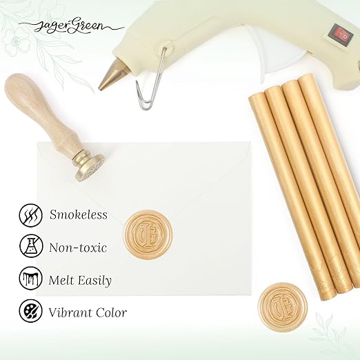 Glue Gun Wax Seal Sticks, 8 Pcs Gold Sealing Wax Sticks for Wedding Invitation Envelopes, Antique Stamp Seals, Letter Sealer, Scrapbook Supplies, Christmas Cards, Gifts Wrapping