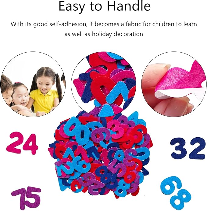 Number Stickers, Felt Stickers for Kids, Felt Numbers for Crafts, Craft Supplies for Scrapbooking 150pcs 1.58" Size