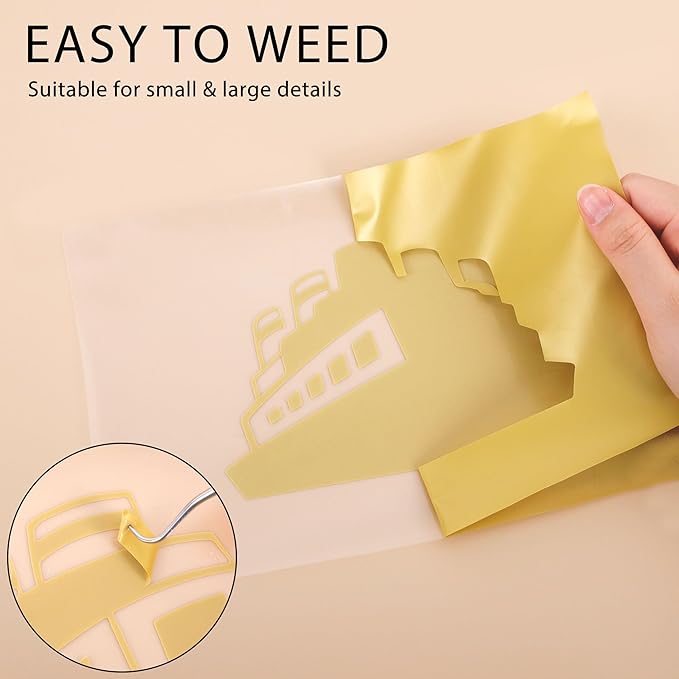 RENLITONG Golden Iron on Vinyl 12Inch by 20ft Roll HTV Heat Transfer Vinyl for T-Shirt HTV Rolls for All Cutter Machine - Easy to Cut & Weed for Heat Transfer Design