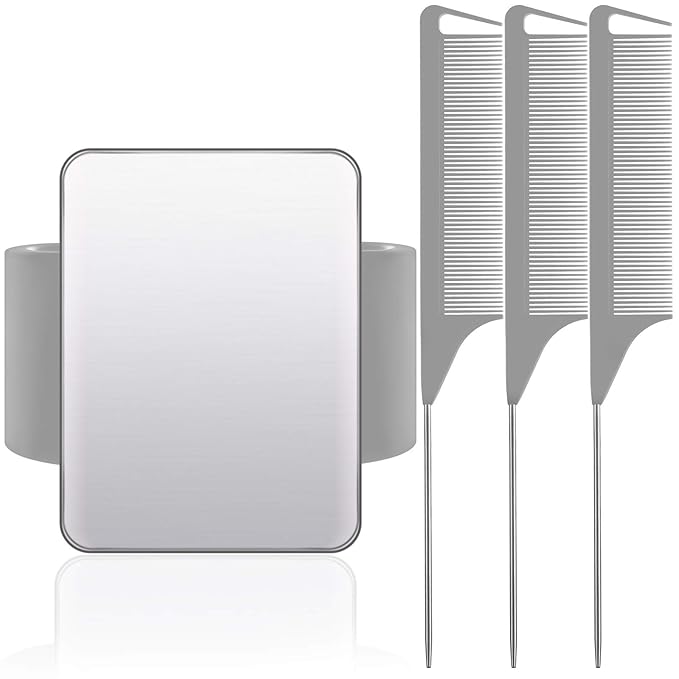 WILLBOND Magnetic Wrist Sewing Pincushion Wrist Magnetic Pin Holder Wristband Pin Cushion Holder with 3 Pcs Stainless Steel Pintail Comb Rat Tail Comb for Hair Clips Hand Sewing(Gray)