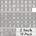 2 Inch Alphabet Letter Stencils for Painting - 70 Pack Old English Letter Stencil Templates with Numbers and Signs for Painting on Wood, Reusable Letters Stencils for Chalkboard Wood Signs & Wall Art