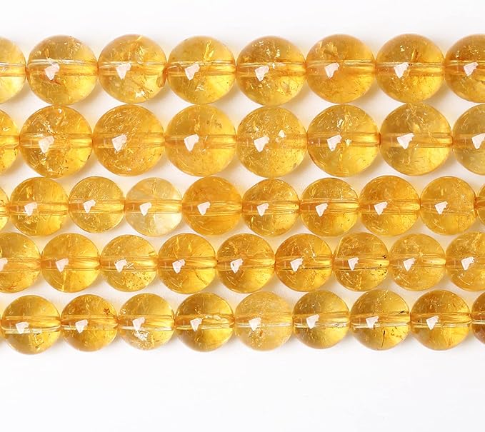 10mm 36Pcs Natural Citrine Beads for Jewelry Making Gemstone Round Loose Beads DIY Bracelet Necklace