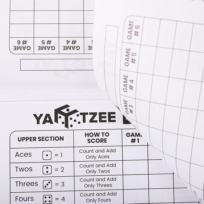 PlayDice Score Pads for Yahtzee: 120 Easy Tear Off, Large Print Score Sheets Compatible with Yardzee and Yahtzee Games (8.5x11-120 Pages)