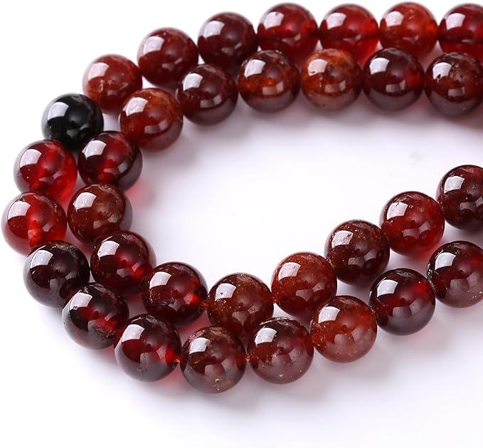 10MM 36PCS Natural Orange Garnet Beads Round Loose Beads for Jewelry Making DIY Necklace Accessories Energy Crystal Healing Power Bracelet