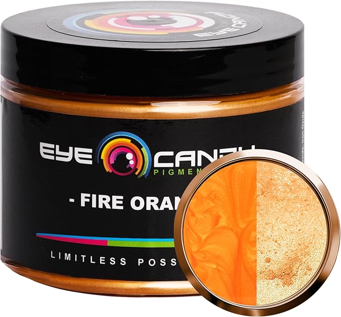 Eye Candy Pigments Premium Orange Mica Powder - Fire Orange (50gr) - for Epoxy, Resin, Soap, Paint, Woodworking, Acrylic Pouring, Bath Bombs, Fishing Lures - DIY Arts and Crafts Additive