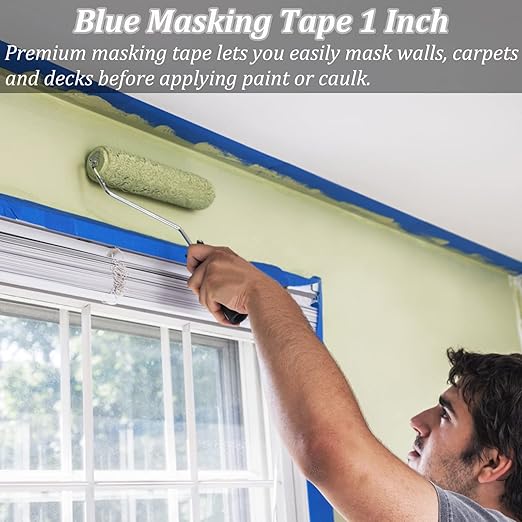 Blue Painters Tape, 20 Rolls Premium Masking Master Tape Painter Tape, Craft Adhesive Paint tape for Walls Painting, DIY Crafts Arts, Scrapbooking, Decoration, 1202yds=20*0.94in*60.1yds, Easy Removal
