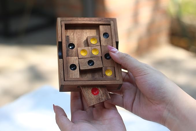 Setting Sun: STEM Sliding Block Puzzle AKA Huarong Dao or Klotski from SiamMandalay with SM Gift Box(Pictured) Improve Critical Logical Thinking with an Eco Friendly Handmade Educational Game