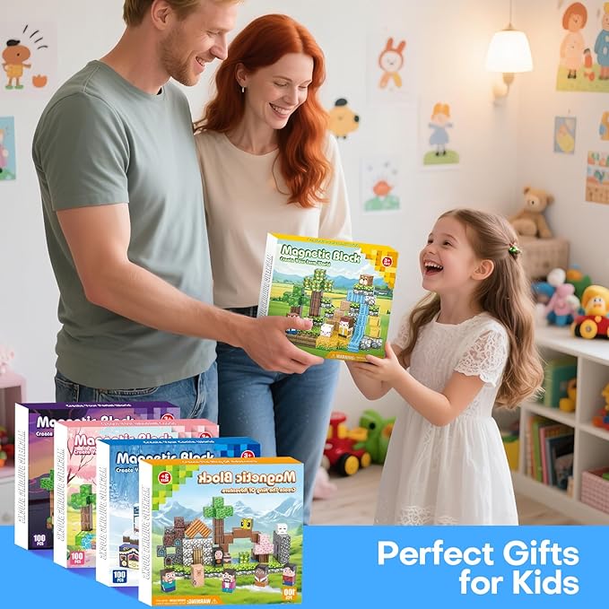 Magnetic Blocks, 100PCS 0.8" Magnetic Building Blocks, Magnet Cubes for Kids, STEM Sensory Toys for Toddlers Boys Girls Ages 3-12 Years Old Christmas Birthday Gifts