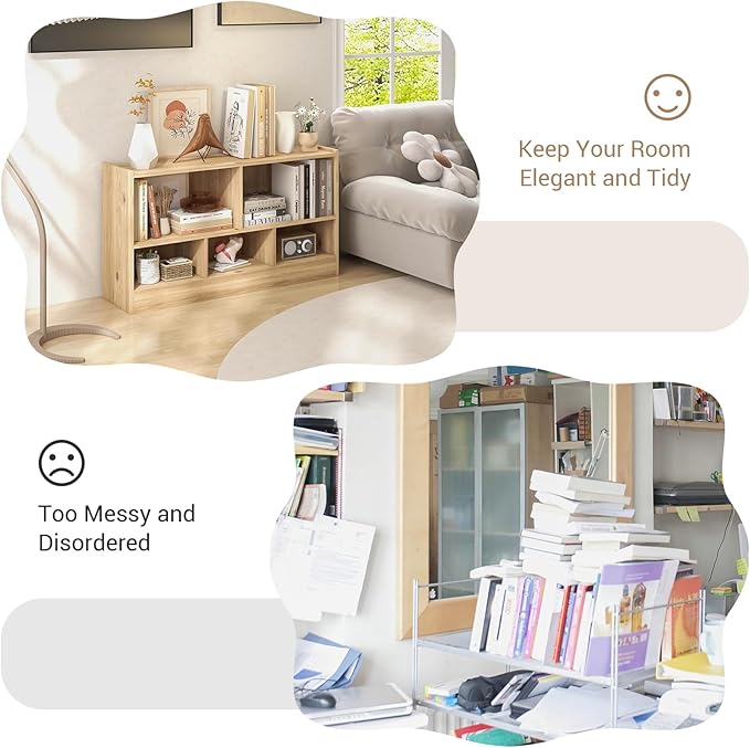LOKO 2 Tier 5 Cube Bookcase, Open Shelf Storage Cabinet, Wooden Display Cabinet Shelf, Multipurpose Bookshelf for Living Room, Bedroom, Hallway, Home Office, Classroom (Natural)