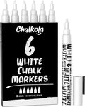 Chalkola White Chalk Markers - White Dry Erase Liquid Chalk Pens for Chalkboard, Blackboard, Window, Bistro, Car Glass, Board, Signs - 3mm Reversible Bullet & Chisel Point