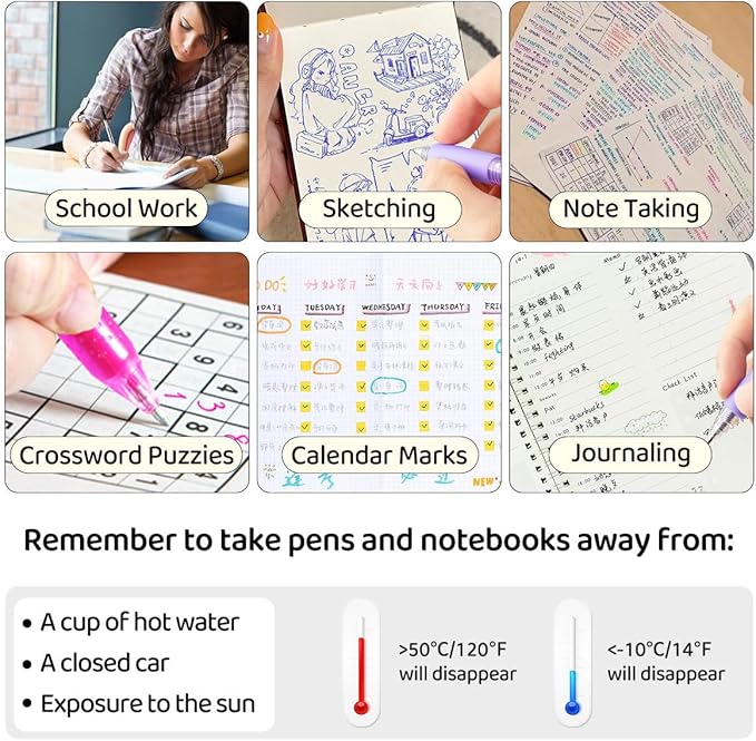 BAYTORY 24Pcs Colored Erasable Gel Pens, Fine Point 0.7mm, Retractable Assorted Colors Pen with Eraser, Smooth Writing Erasable Pens for Drawing Crossword Puzzles