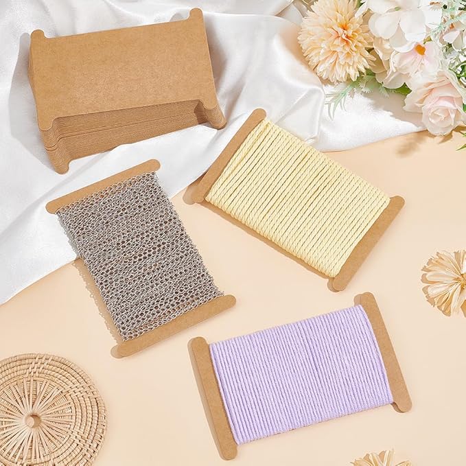 PH PandaHall 50pcs Ribbon Storage Organizer Cardboard Ribbon Spools Embroidery Floss Bibbon for Thread Holder Empty Yarn Bobbin for Cotton Thread Cross Stitch Craft DIY Sewing 5x3.5 Inch