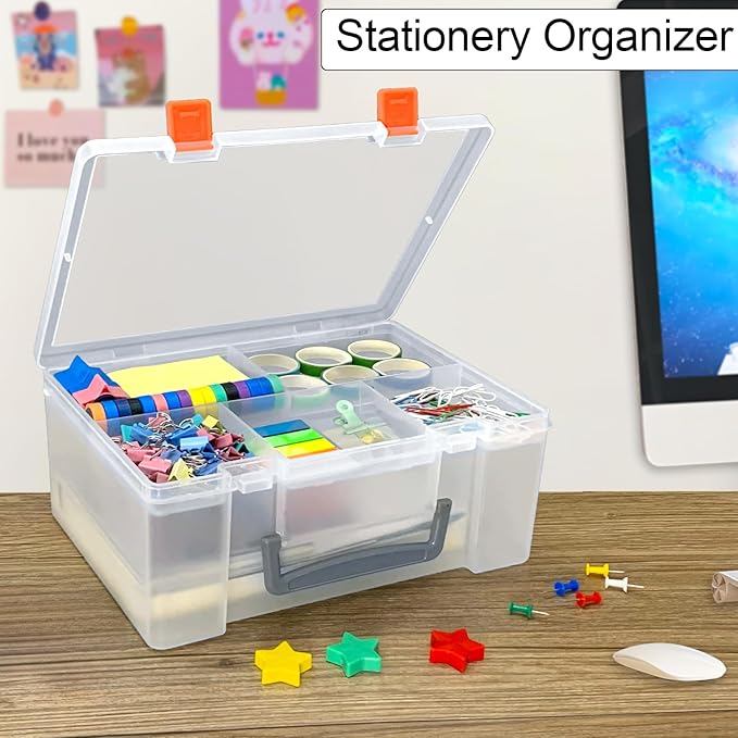 DUOFIRE Two Layers Compartment Organizer Box Plastic Organizer Box Plastic Jewelry Boxs Craft Storage Containers Storage Boxs for Accessories, Cosmetic, Toy, Jewelry Beads, Tapes (5+1 Grid)