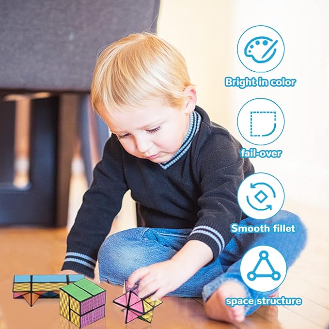 Fidget Blocks: Infinity Cubes Magic Cube Cool Stuff Gadgets Things Unique Birthday Gifts Boys Girls Kids Adults Anxiety Stress Relief Sensory Toy Fidget Blocks Colorful, Medium
