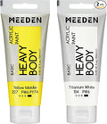 MEEDEN Acrylic Paint Yellow Middle: 100ml/3.38oz Heavy Body Acrylic Paint Tube Bundled with Additional Titanium White Color for Art Craft Painting