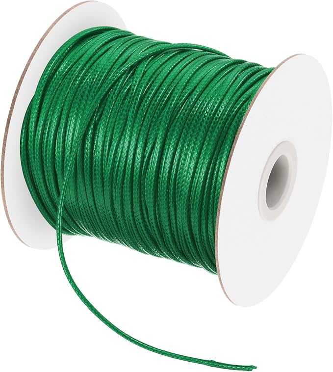 MECCANIXITY Waxed Cord 3mm Waxed Polyester Cord 44 Yard Wax String for Bracelet Making, Necklaces, Beading, Jewelry Making and DIY Crafts(Dark Green)