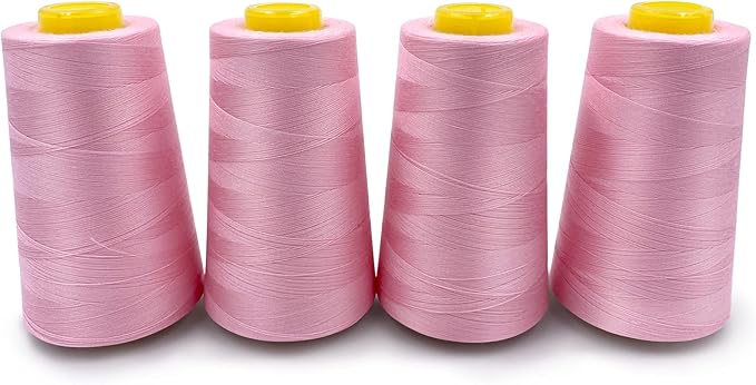 Tortoise 4 Cones of 3000 Yards Each Spool Thread for All Purpose, Serger, Overlock, Quilting, Sewing Machine - 100% Polyester - 40S/2 Pink