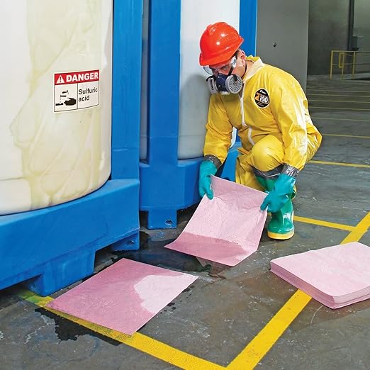 PIG Hazmat Chemical Absorbent Mat Pads - 200 Pads per Bag - 15" W x 20" L - Absorbs up to 14 oz. per Pad - MAT302