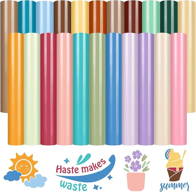 HTVRONT Boho Heat Transfer Vinyl - 23 Pack 12 x 10Inches Dark and Neutral Tone HTV Vinyl Bundle for T Shirts, Iron on Vinyl Easy to Cut & Weed for Heat Vinyl Design