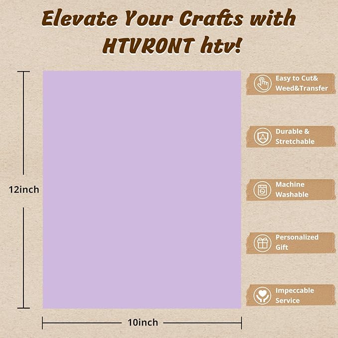HTVRONT Heat Transfer Vinyl - 55 Pack 12" x 10" Iron on Vinyl Compatible with Cricut Cutting Machine, 44 Assorted Colors HTV Vinyl with 1 PTFE Sheet for All Cutter Machine - Easy to Cut & Weed
