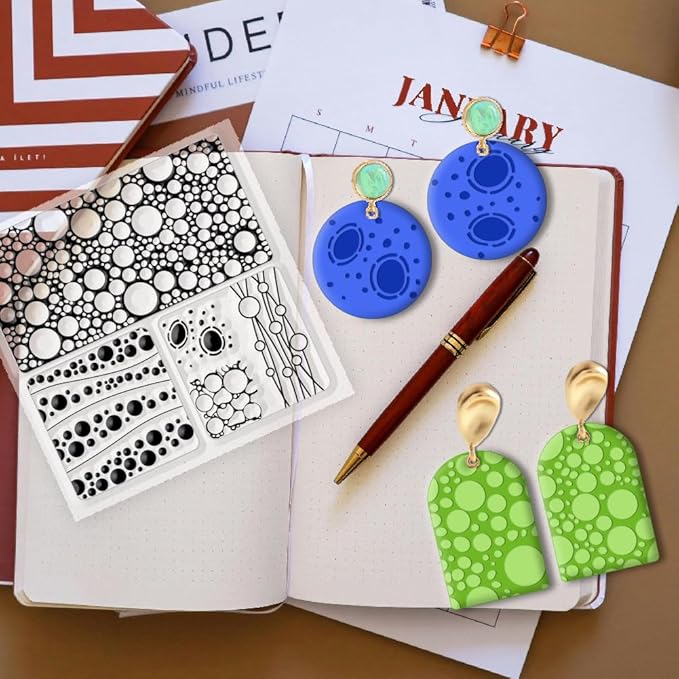 CHGCRAFT Bubbles Silicone Clay Texture Mat Silicone Texture Stamps Clay Modeling Pattern Pad for DIY Clay Jewelry Earrings Clay Mat Stamps for Decorative Card Making
