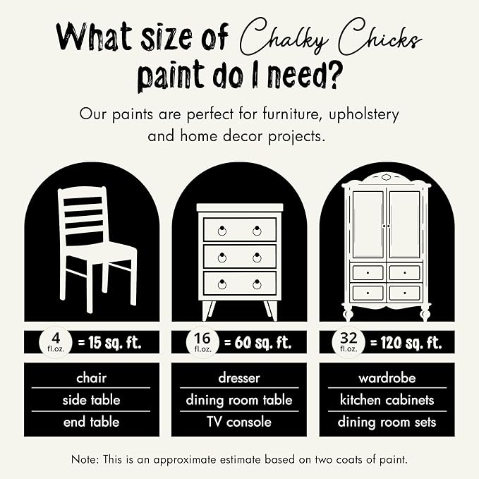 Chalky Chicks All-in-One Chalk Paint for Furniture or Cabinet - 16 Fl Oz - Matte Finish Salt Flats (Off White) for Metal, Wood Furniture Paint - No Sanding All-in-One for Home Decor & Crafts, USA Made