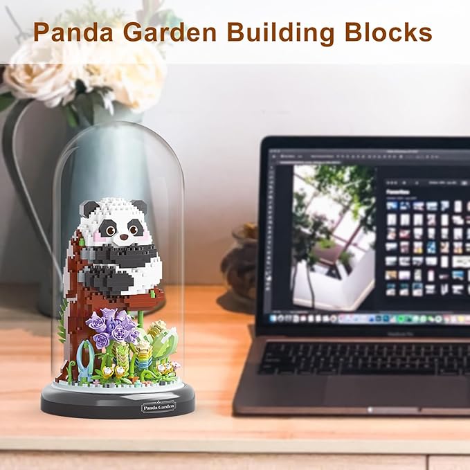 Panda Flower Building Set for Adult Party Favors for Kids Animal Building Blocks Plant Friend Set Bonsai Tree Valentines New Year Easter Birthday Gift for Boys Girls Age 6-12+(Panda Succulent)