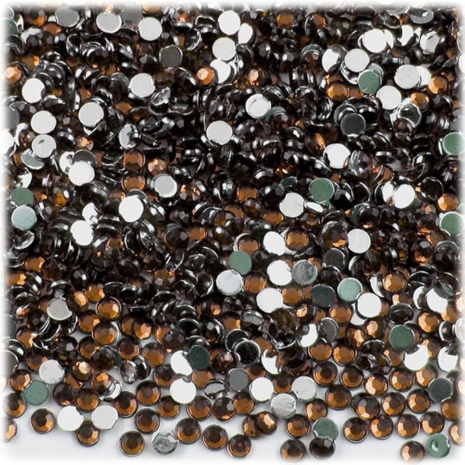 The Crafts Outlet 1,440pc Rhinestones Round 3mm (10ss) Flatback Beer Brown