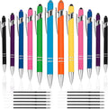 12 PCS 2 in 1 Stylus Ballpoint Pen with Stylus Tip, 1.0 mm Black Ink Metal Pen Stylus Pen for Touch Screens (Silver & Mix-1)