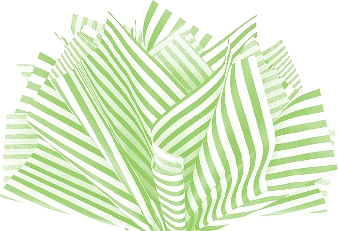 Flexicore Packaging Lime Green Pin Stripe Print Gift Wrap Tissue Paper Size: 15 Inch X 20 Inch | Count: 100 Sheets | Color: Lime Green Pin Stripe
